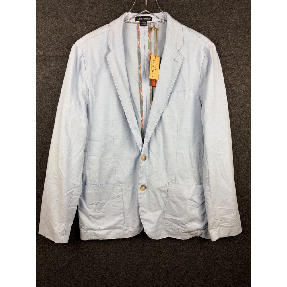 Tailor Vintage Stretch Oxford Sport Coat Blazer Blue Mens 44R 4252301 NWT